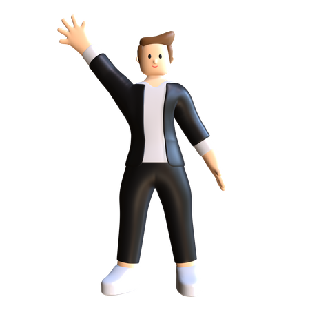 Say Hallo Character 3D Illustration