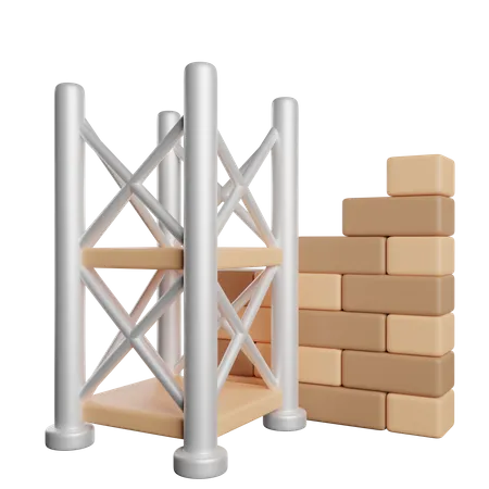 Scaffolding Wall Construction 3D Icon