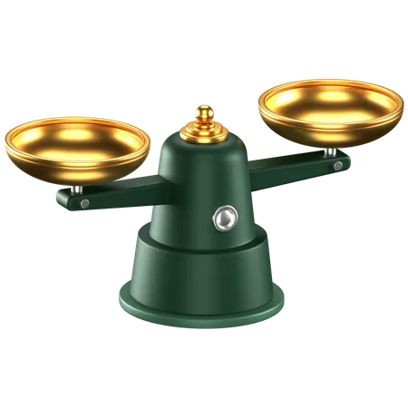 3 D Icon Of A Green Scale With Gold Cups 3D Icon