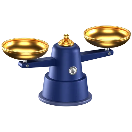 3 D Icon Of A Blue Scale With Gold Cups 3D Icon