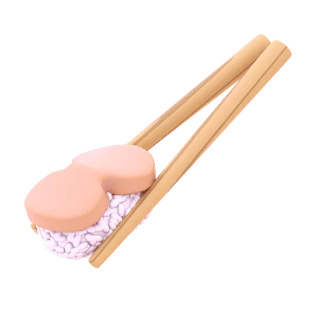 Scallop Nigiri In Chopstick  3D Icon