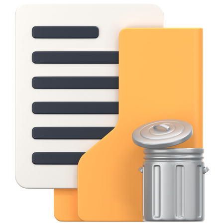 Scam Folder With Rubbish Bin Sign  3D Icon