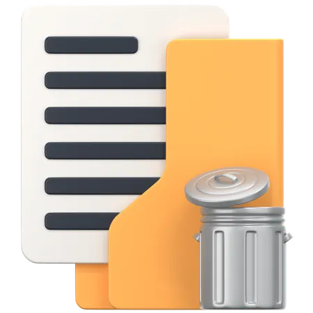 Scam Folder With Rubbish Bin Sign  3D Icon