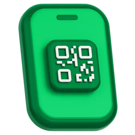 3 D Icon Of A Qr Code On A Mobile Phone 3D Icon