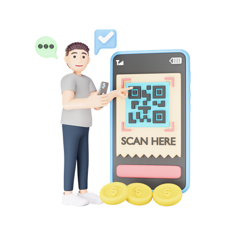 Scannez le code QR pour le paiement  3D Illustration