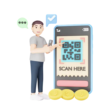 Scannez le code QR pour le paiement  3D Illustration