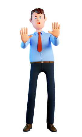 Scared businessman  3D Illustration