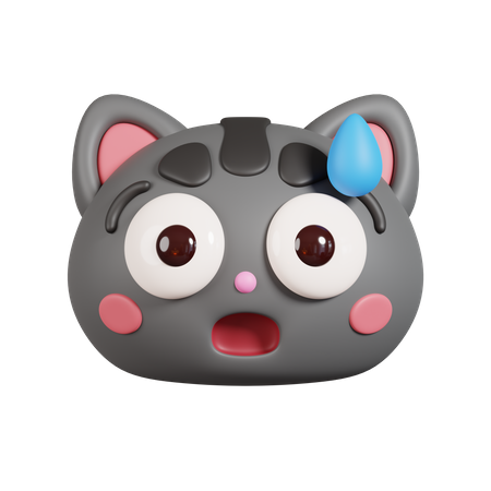 Scared Cat Emoji 3D Illustration