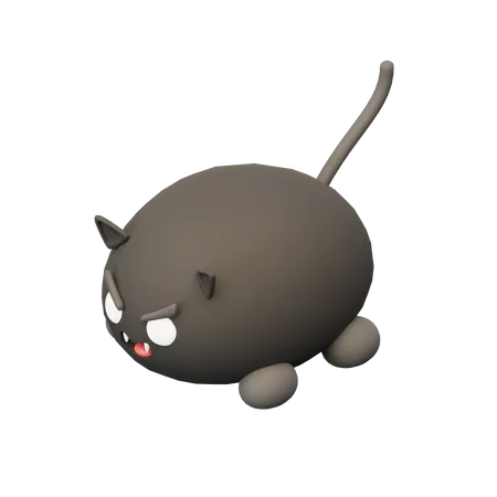 Scary Black Cat  3D Illustration
