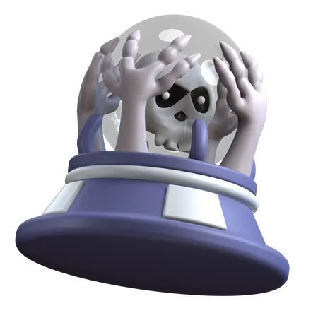 Scary Crystal Ball  3D Illustration