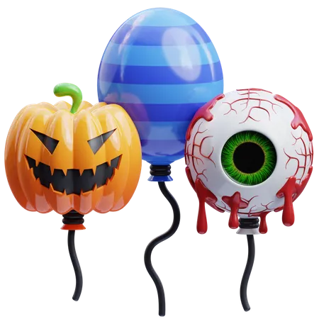 Scary Halloween Balloons  3D Icon
