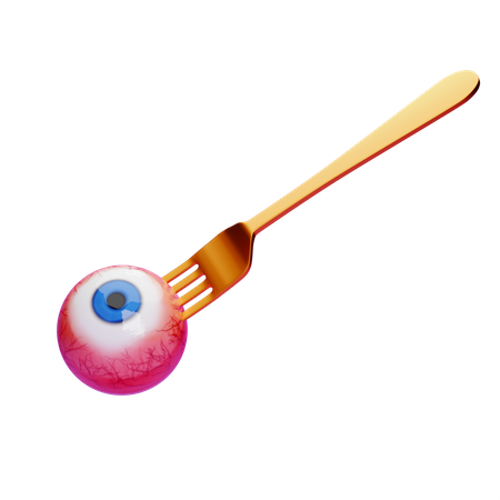 Scary Halloween Eye With Fork  3D Icon