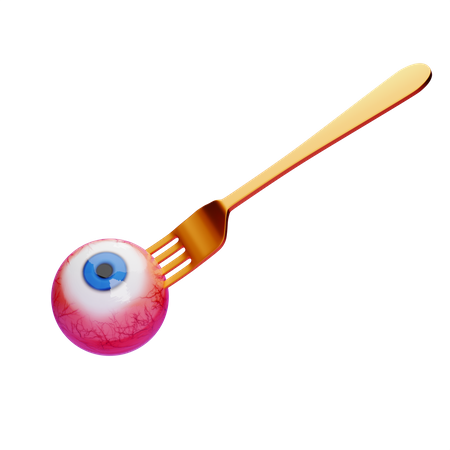 Scary Halloween Eye With Fork  3D Icon