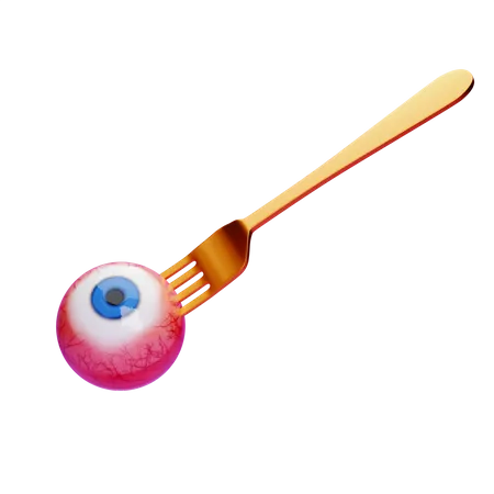 Scary Halloween Eye With Fork  3D Icon