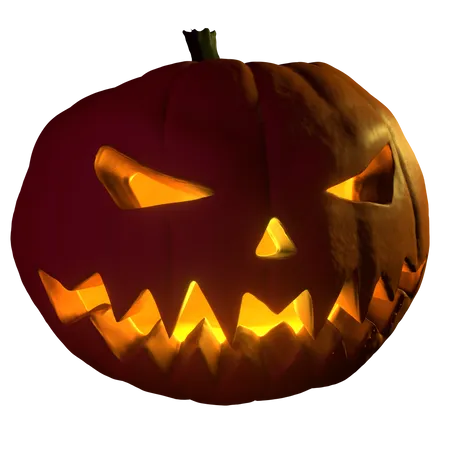 Scary Halloween Pumpkin  3D Illustration