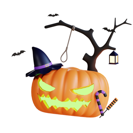 Scary Pumpkin  3D Illustration