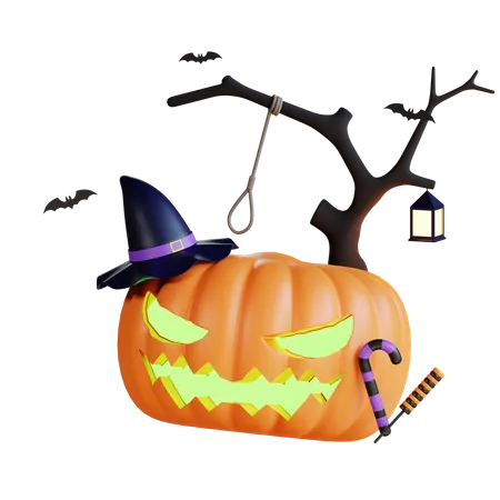 Scary Pumpkin  3D Illustration