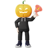 3d pumpkin holding megaphone