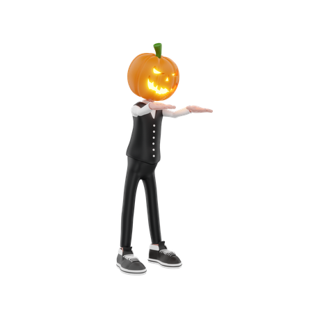 Scary Pumpkin man  3D Illustration