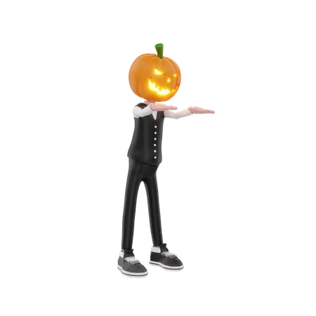 Scary Pumpkin man  3D Illustration