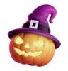 SCARY PUMPKIN WITH WITCH HAT