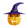 scary pumpkin with witch hat 3d logos