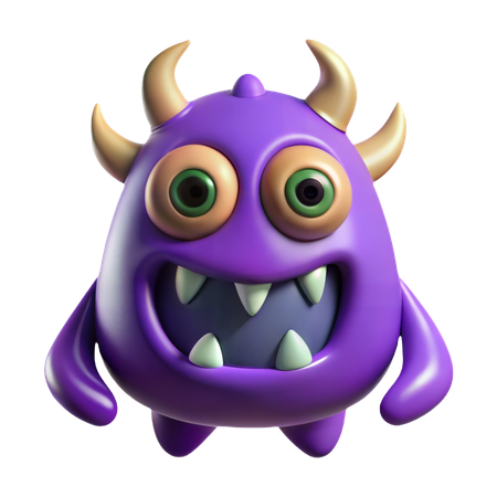 Scary Purple Monster  3D Icon