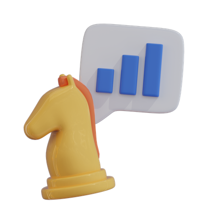 Schachritter mit Graph  3D Icon