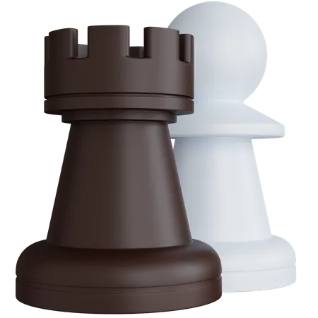 Schachfiguren und Turm  3D Icon