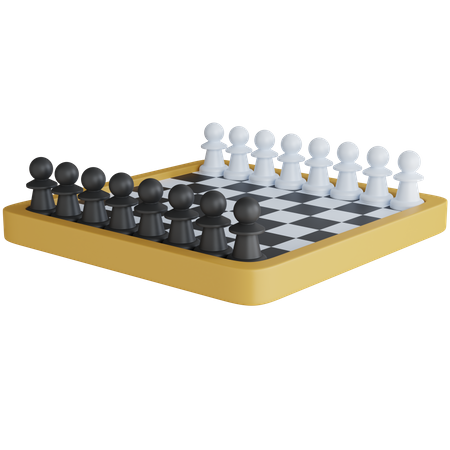 Schachbrett mit mehreren Spielfiguren  3D Icon