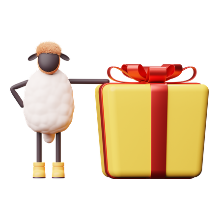 Schaf mit Geschenk  3D Icon