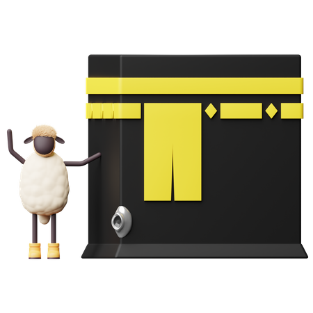 Schafe stehen in der Nähe der Kaaba  3D Icon