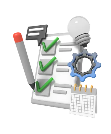 Schedule Planning Filling Check List 3D Icon