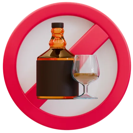 Kein Alkohol erlaubt Schild  3D Icon