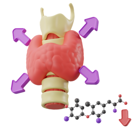 Schilddrüsenunterfunktion, verminderter Hormonspiegel  3D Icon