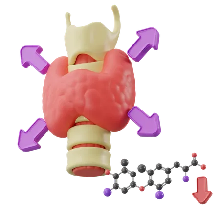Schilddrüsenunterfunktion, verminderter Hormonspiegel  3D Icon