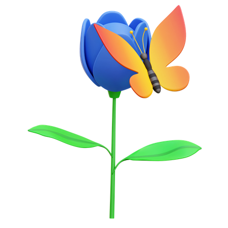 Schmetterling auf Blume  3D Icon