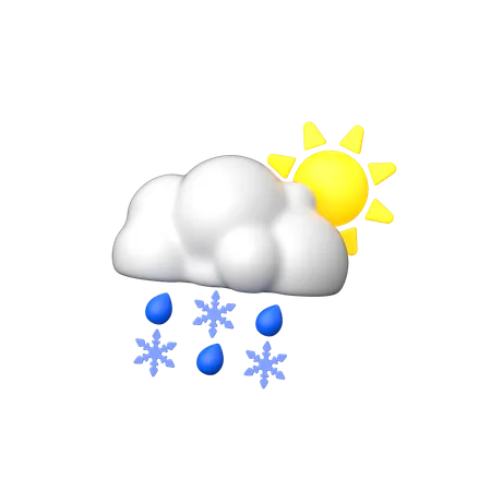 Schnee Regen sonnig  3D Icon