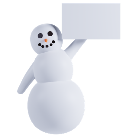 Schneemann mit Plakat  3D Illustration