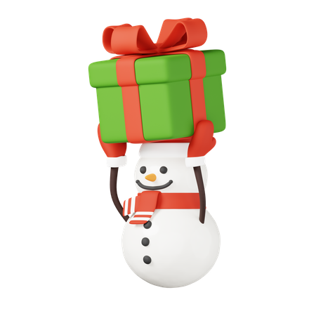 Schneemann mit Geschenkbox  3D Icon