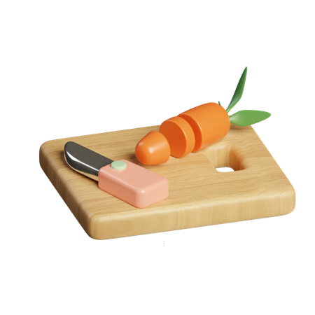 Schneidebrett mit Messer und Karotte  3D Icon
