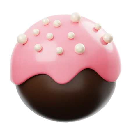 Schokokugel mit Erdbeercreme und Vanillesplittern  3D Icon