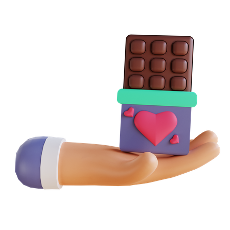 Schokolade schenken zum Valentinstag  3D Illustration