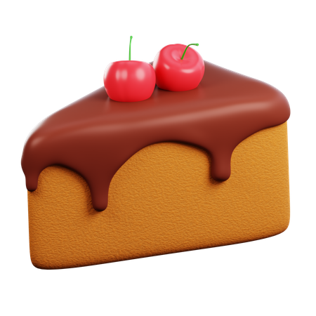 Schokoladenkuchen mit Sahne und Kirschen  3D Icon