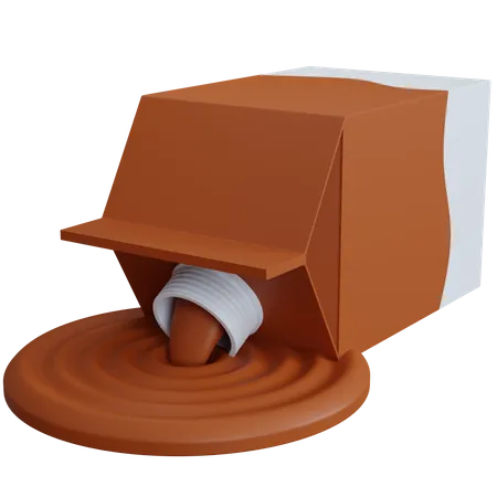 3 D Rendering Schokoladenmilchkarton Mit Verschutteter Milchflussigkeit Isoliert 3D Icon