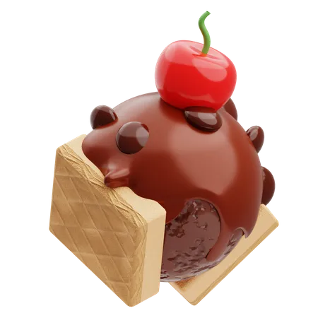 Schokoladensandwich-Eis  3D Illustration