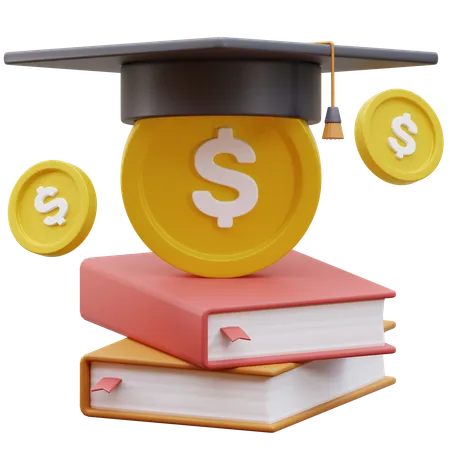 Stack Of Books With Coin Money And Graduation Cap 3 D Render 3 D Icon Graduation Cap With Book Book With Graduation Hat 3 D Illustration Education Costs 3 D Illustration Graduations Cap With Money Coins 3 D Render 3D Icon