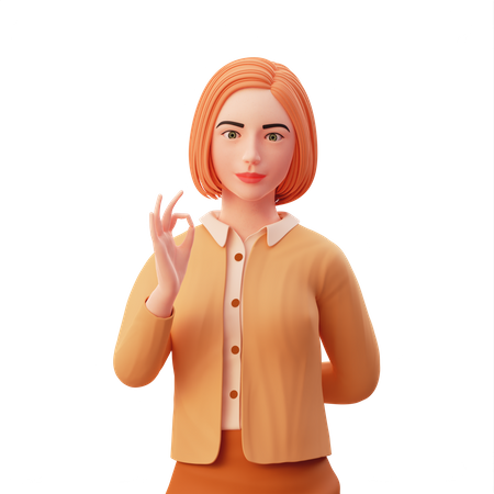 Schöne Dame zeigt nette Geste pose  3D Illustration