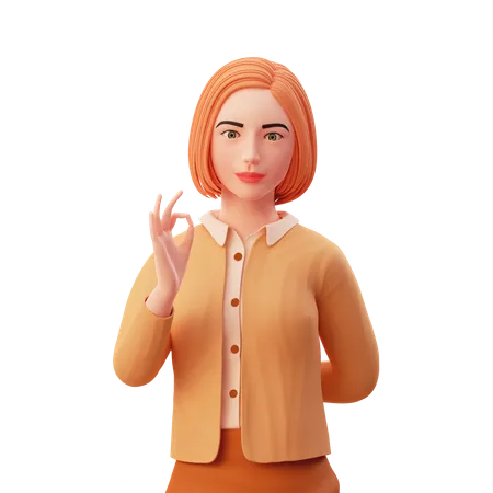 Schöne Dame zeigt nette Geste pose  3D Illustration