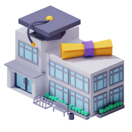 School  3D Icon